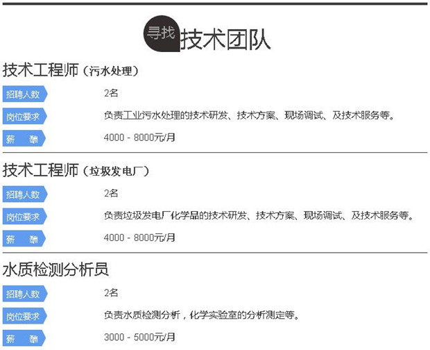AG九游会水处理环保公司招聘  技术团队