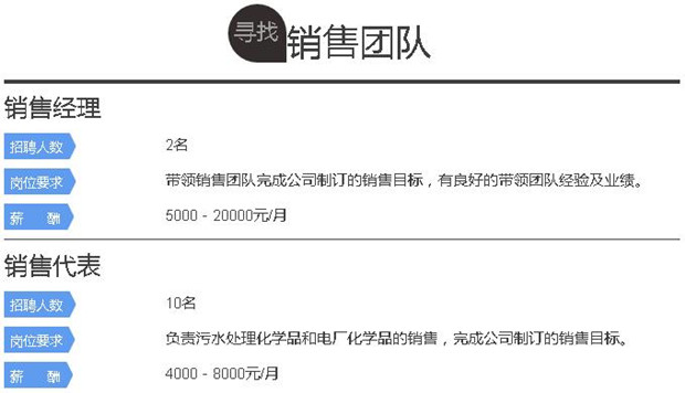 AG九游会水处理环保公司招聘  销售团队
